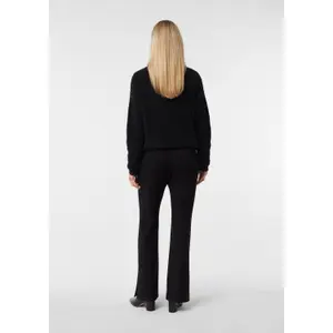 Women's Mid-Rise Flared Jersey Trousers with Hem Slits COMMA image-4