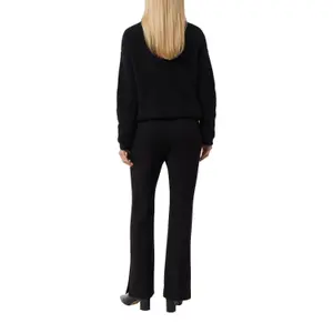 Women's Mid-Rise Flared Jersey Trousers with Hem Slits COMMA image-5