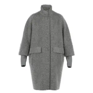 Long Wool Blend Hair Cape Style Coat Women's Egg Cut COMMA image-0