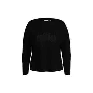 Women's Long Sleeve Printed Front Boat Neck T-shirt COMMA image-0