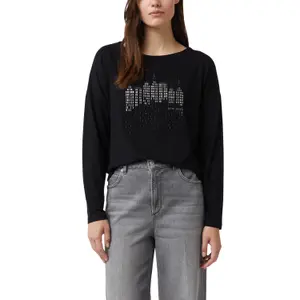 Women's Long Sleeve Printed Front Boat Neck T-shirt COMMA image-2