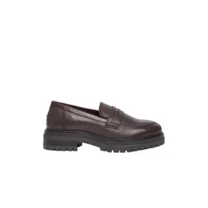 Womens Leather Mix Platform Sole Moccasins COMMA image-1