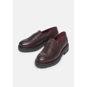 Womens Leather Mix Platform Sole Moccasins COMMA image-2