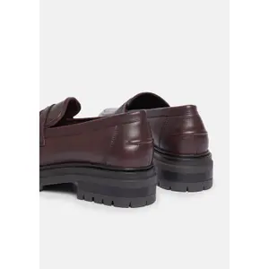 Womens Leather Mix Platform Sole Moccasins COMMA image-3