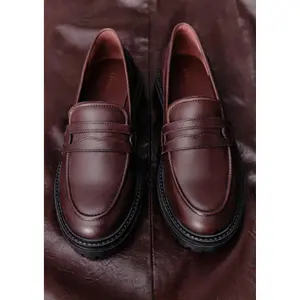Womens Leather Mix Platform Sole Moccasins COMMA image-6