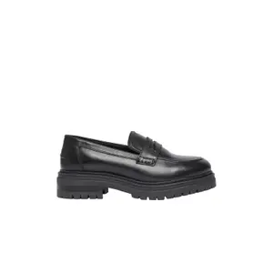 Womens Leather Mix Platform Sole Moccasins COMMA image-1