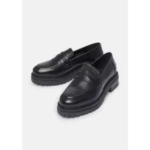 Womens Leather Mix Platform Sole Moccasins COMMA image-2