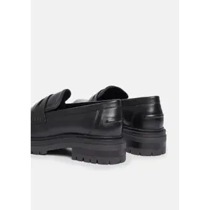 Womens Leather Mix Platform Sole Moccasins COMMA image-3