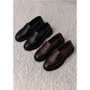 Womens Leather Mix Platform Sole Moccasins COMMA image-6