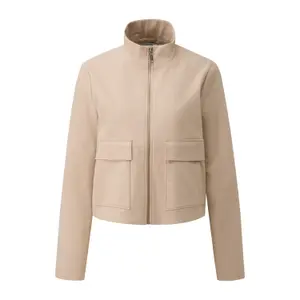 Boxy Fit Flannel Jacket with Zip Closure for Women COMMA image-0