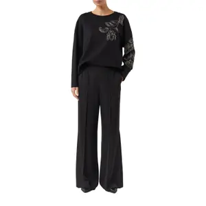 Oversized Beaded Rhinestone Sweatshirt for Women COMMA image-6