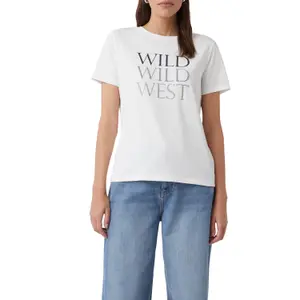 Women's Cotton Blend Printed Front T-shirt COMMA image-2