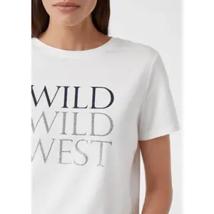 Women's Cotton Blend Printed Front T-shirt COMMA image-3