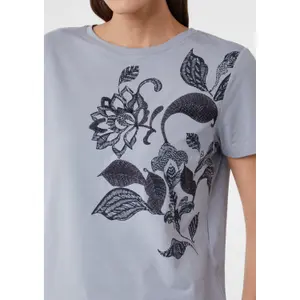 Women's Cotton Blend Printed Front T-shirt COMMA image-3