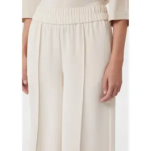 Wide Fluid Crepe Trousers with Pleats and Elastic Waist Women COMMA image-1
