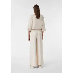 Wide Fluid Crepe Trousers with Pleats and Elastic Waist Women COMMA image-2