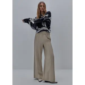 Wide Fluid Crepe Trousers with Pleats and Elastic Waist Women COMMA image-5