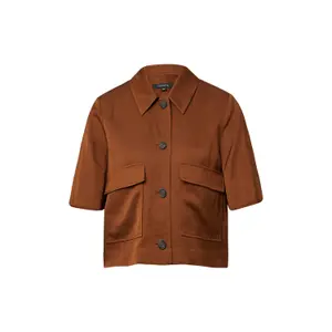 Womens Buttoned Short Boxy Jacket in Linen-Viscose Blend COMMA image-0