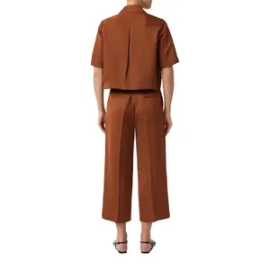 Womens Buttoned Short Boxy Jacket in Linen-Viscose Blend COMMA image-3