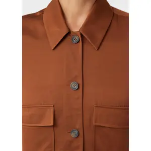 Womens Buttoned Short Boxy Jacket in Linen-Viscose Blend COMMA image-4