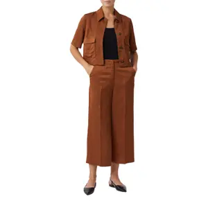 Womens Buttoned Short Boxy Jacket in Linen-Viscose Blend COMMA image-5