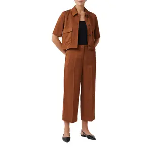 Women's Glittering Linen and Viscose Culotte Trousers COMMA image-4