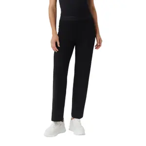 Womens Cropped Viscose Blend Trousers with Openwork Pattern COMMA image-0