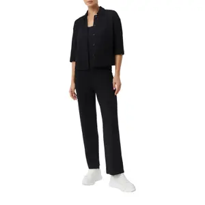 Womens Cropped Viscose Blend Trousers with Openwork Pattern COMMA image-4