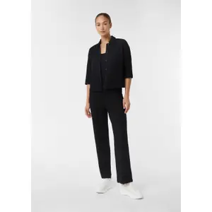 Womens Cropped Viscose Blend Trousers with Openwork Pattern COMMA image-6