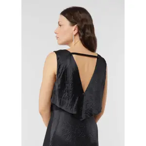 Women's Deep V Neck Crinkled Acetate Satin Maxi Dress COMMA image-3