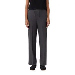 Women's Wide Chino Look Suit Trousers with Elastic Waistband COMMA image-2