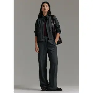 Women's Wide Chino Look Suit Trousers with Elastic Waistband COMMA image-6