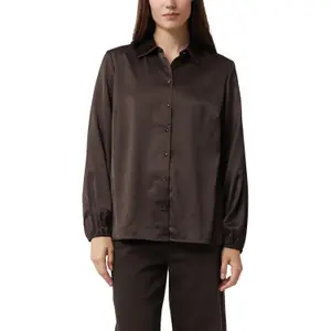 Women’s Satin Shirt with Collar and Button Placket COMMA image-0