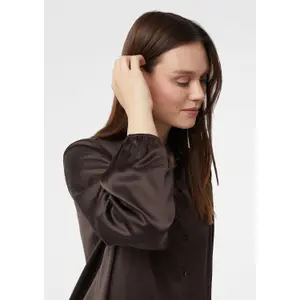 Women’s Satin Shirt with Collar and Button Placket COMMA image-1