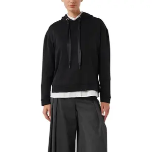 Women's Hooded Lined Sweatshirt with Drawstring and Piping COMMA image-2