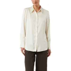 Women's Long Sleeve Satin Shirt with Shirt Collar and Pleats COMMA image-2