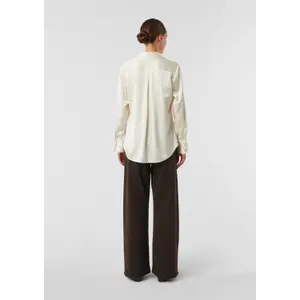 Women's Long Sleeve Satin Shirt with Shirt Collar and Pleats COMMA image-4