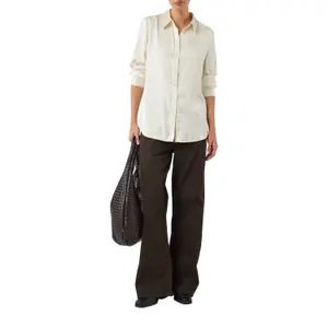 Women's Long Sleeve Satin Shirt with Shirt Collar and Pleats COMMA image-6