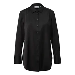 Women's Long Sleeve Satin Shirt with Shirt Collar and Pleats COMMA image-0
