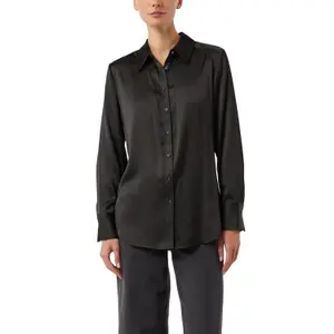 Women's Long Sleeve Satin Shirt with Shirt Collar and Pleats COMMA image-2