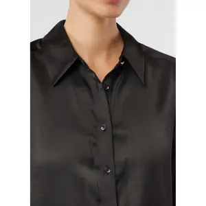 Women's Long Sleeve Satin Shirt with Shirt Collar and Pleats COMMA image-3