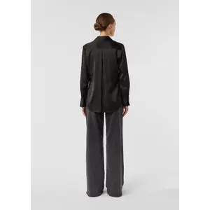 Women's Long Sleeve Satin Shirt with Shirt Collar and Pleats COMMA image-4