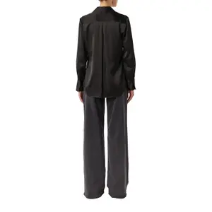 Women's Long Sleeve Satin Shirt with Shirt Collar and Pleats COMMA image-5