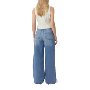 Women's Button-Fly Casual Wide Leg Jeans COMMA image-3