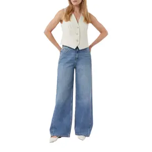 Women's Button-Fly Casual Wide Leg Jeans COMMA image-4