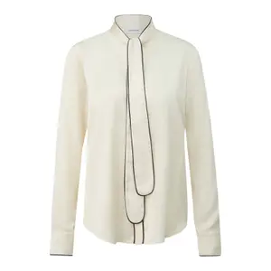 Women's Satin Lavallière Collar Shirt with Hidden Button Placket COMMA image-0