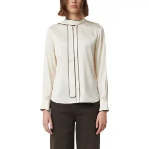 Women's Satin Lavallière Collar Shirt with Hidden Button Placket COMMA image-2