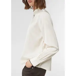 Women's Satin Lavallière Collar Shirt with Hidden Button Placket COMMA image-3