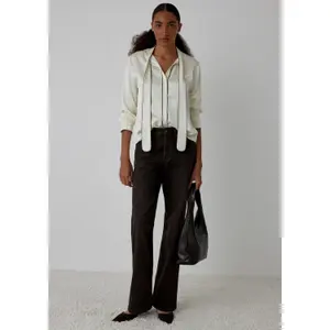 Women's Satin Lavallière Collar Shirt with Hidden Button Placket COMMA image-6