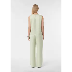 Sleeveless Satin Viscose Blouse with Pleated Round Neck for Women COMMA image-2